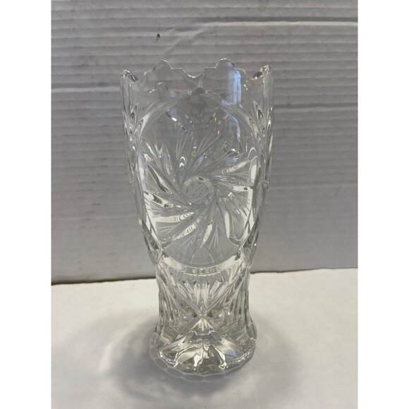 Vintage Heavy Etched Crystal Vase Germany Excellent RARE Find - Picture 1 of 10
